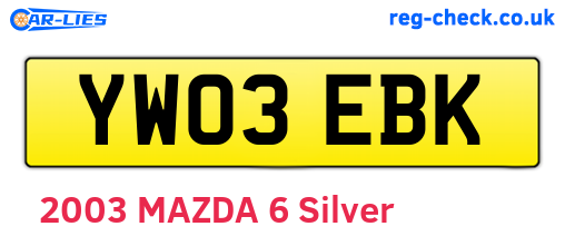 YW03EBK are the vehicle registration plates.