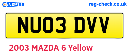 NU03DVV are the vehicle registration plates.