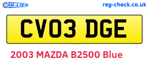 CV03DGE are the vehicle registration plates.
