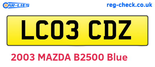 LC03CDZ are the vehicle registration plates.
