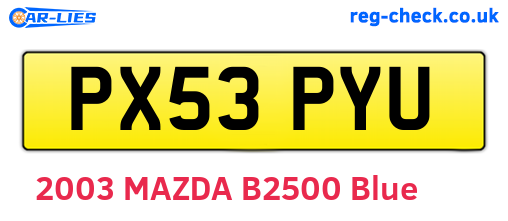 PX53PYU are the vehicle registration plates.