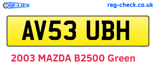 AV53UBH are the vehicle registration plates.