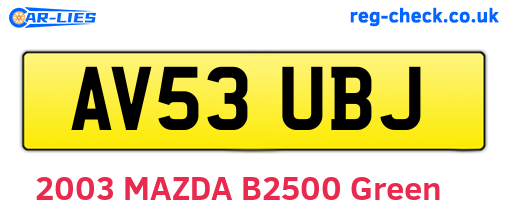 AV53UBJ are the vehicle registration plates.