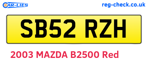 SB52RZH are the vehicle registration plates.