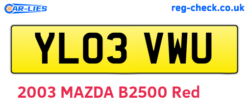 YL03VWU are the vehicle registration plates.