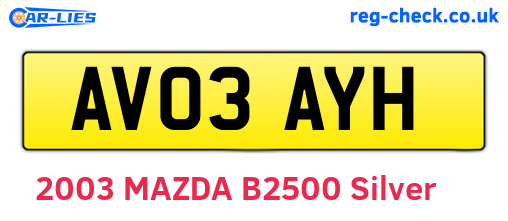 AV03AYH are the vehicle registration plates.