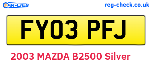 FY03PFJ are the vehicle registration plates.