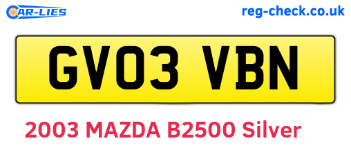 GV03VBN are the vehicle registration plates.