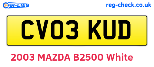 CV03KUD are the vehicle registration plates.