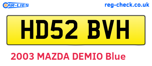 HD52BVH are the vehicle registration plates.