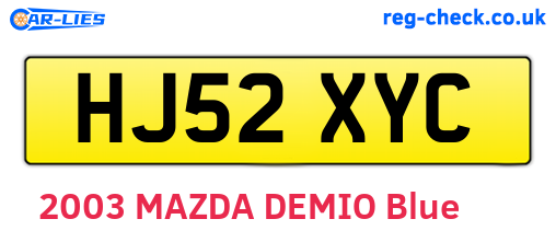 HJ52XYC are the vehicle registration plates.