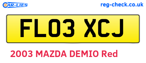 FL03XCJ are the vehicle registration plates.