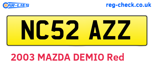 NC52AZZ are the vehicle registration plates.