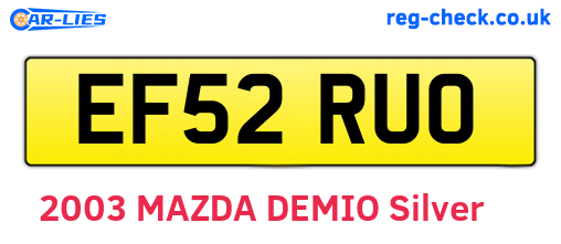 EF52RUO are the vehicle registration plates.