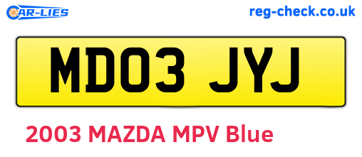 MD03JYJ are the vehicle registration plates.