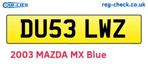 DU53LWZ are the vehicle registration plates.