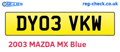 DY03VKW are the vehicle registration plates.
