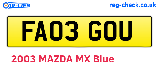 FA03GOU are the vehicle registration plates.