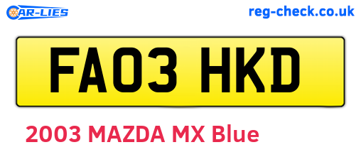 FA03HKD are the vehicle registration plates.