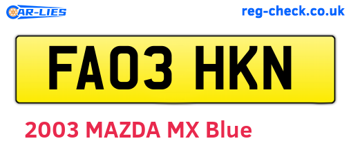 FA03HKN are the vehicle registration plates.