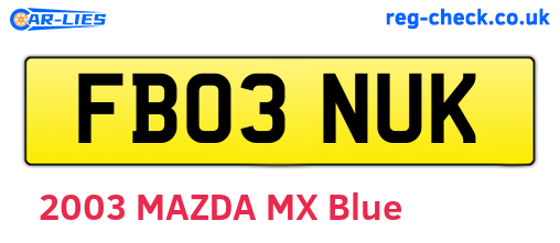FB03NUK are the vehicle registration plates.