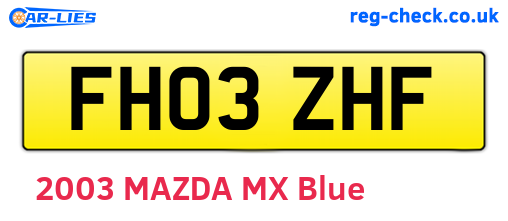 FH03ZHF are the vehicle registration plates.