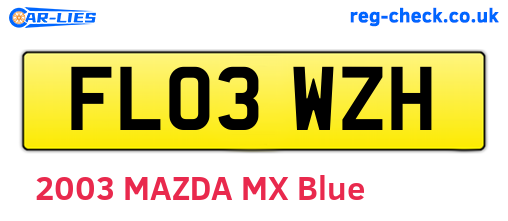 FL03WZH are the vehicle registration plates.
