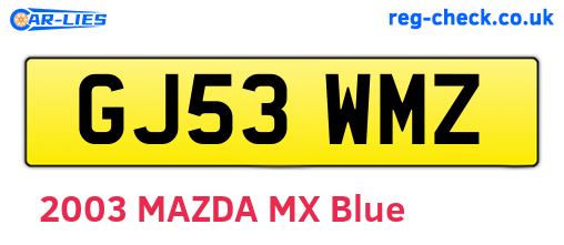 GJ53WMZ are the vehicle registration plates.