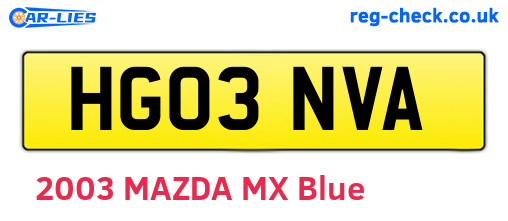 HG03NVA are the vehicle registration plates.