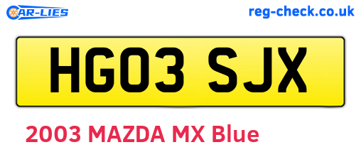 HG03SJX are the vehicle registration plates.