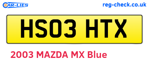 HS03HTX are the vehicle registration plates.
