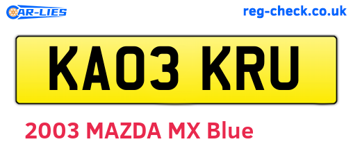 KA03KRU are the vehicle registration plates.
