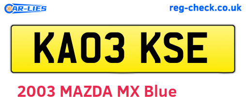 KA03KSE are the vehicle registration plates.