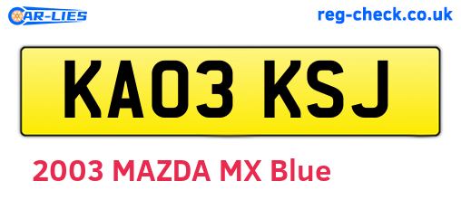 KA03KSJ are the vehicle registration plates.