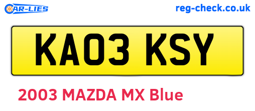 KA03KSY are the vehicle registration plates.