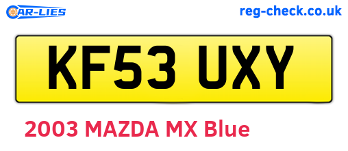 KF53UXY are the vehicle registration plates.