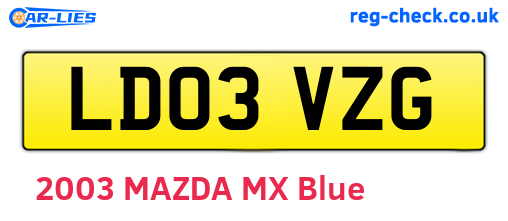 LD03VZG are the vehicle registration plates.