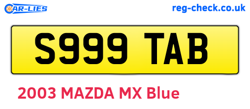 S999TAB are the vehicle registration plates.