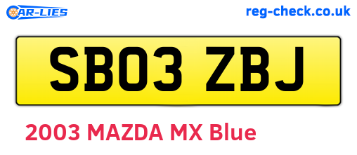 SB03ZBJ are the vehicle registration plates.
