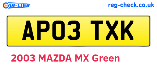 AP03TXK are the vehicle registration plates.