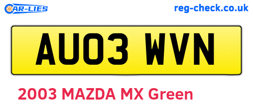 AU03WVN are the vehicle registration plates.
