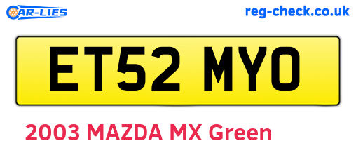 ET52MYO are the vehicle registration plates.