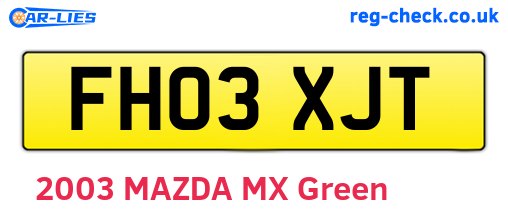 FH03XJT are the vehicle registration plates.