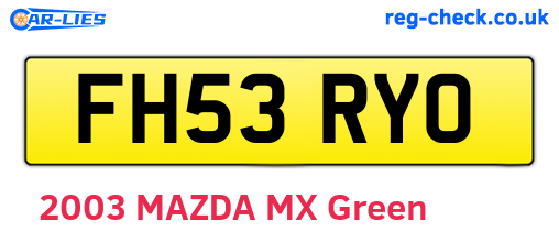 FH53RYO are the vehicle registration plates.