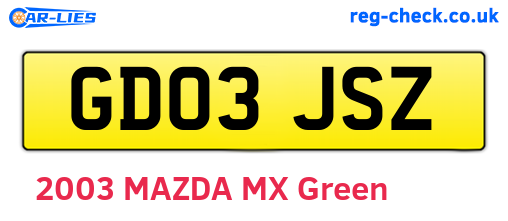 GD03JSZ are the vehicle registration plates.
