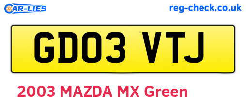 GD03VTJ are the vehicle registration plates.