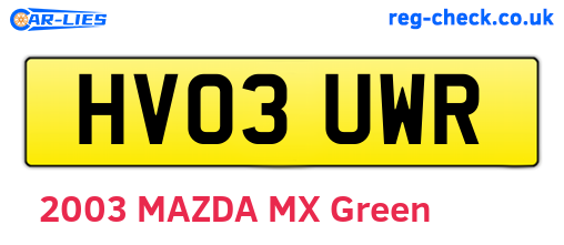 HV03UWR are the vehicle registration plates.