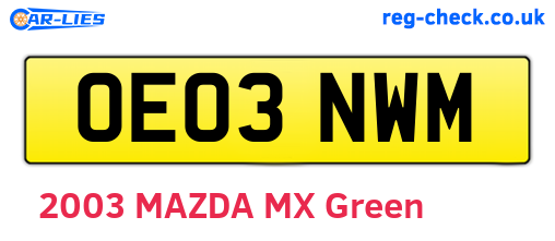 OE03NWM are the vehicle registration plates.