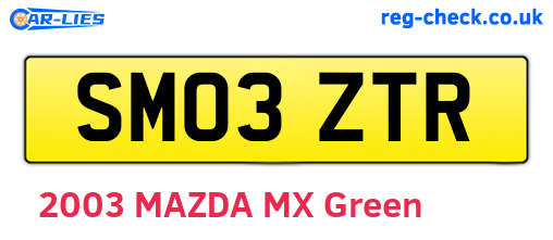SM03ZTR are the vehicle registration plates.
