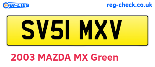 SV51MXV are the vehicle registration plates.
